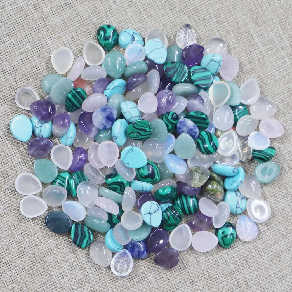 10*8MM Natural Stone Agate Crystal Water Droplets CAB Cabochon Fashion Charm Beads DIY Jewelry Making Necklace Accessories 50Pcs