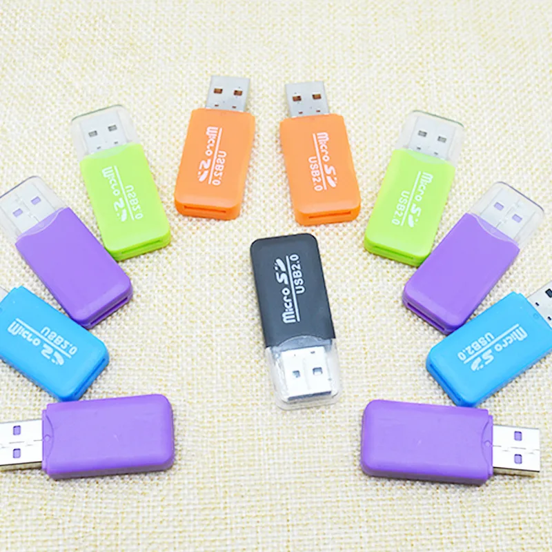 1~5PCS USB 2.0 Mini Multicolor Plastic Memory Card Reader