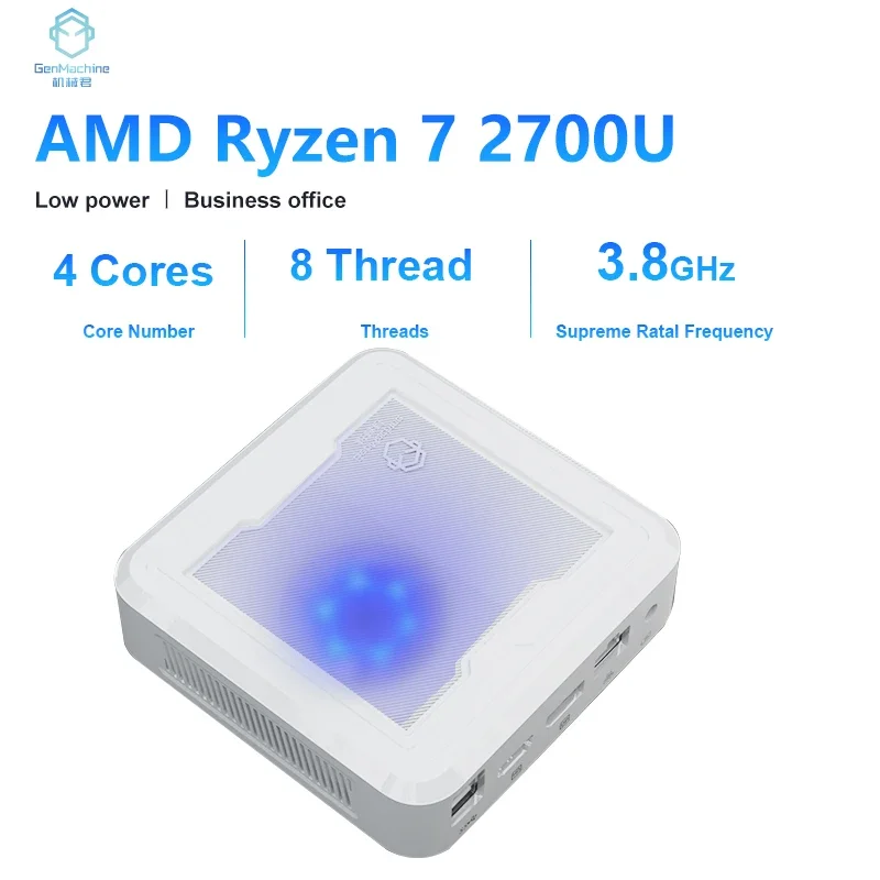 New Mini PC Lighte AMD Ryzen7 2700U 2.2GHz-3.8GHz 4Cores 8Thread CPU Desktop Computer Win11 DDR4 M.2 2280 Pc Gamer