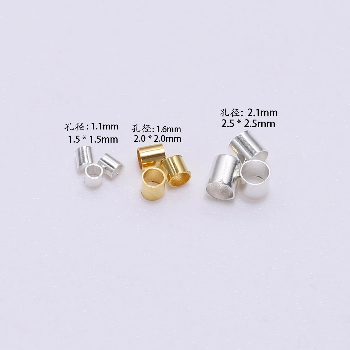 500Pcs 1.5-2.5mm Alloy Round Tube Crimp Beads End Stopper Spacer Beads for DIY Jewelry Making Findings Accessories Supplies