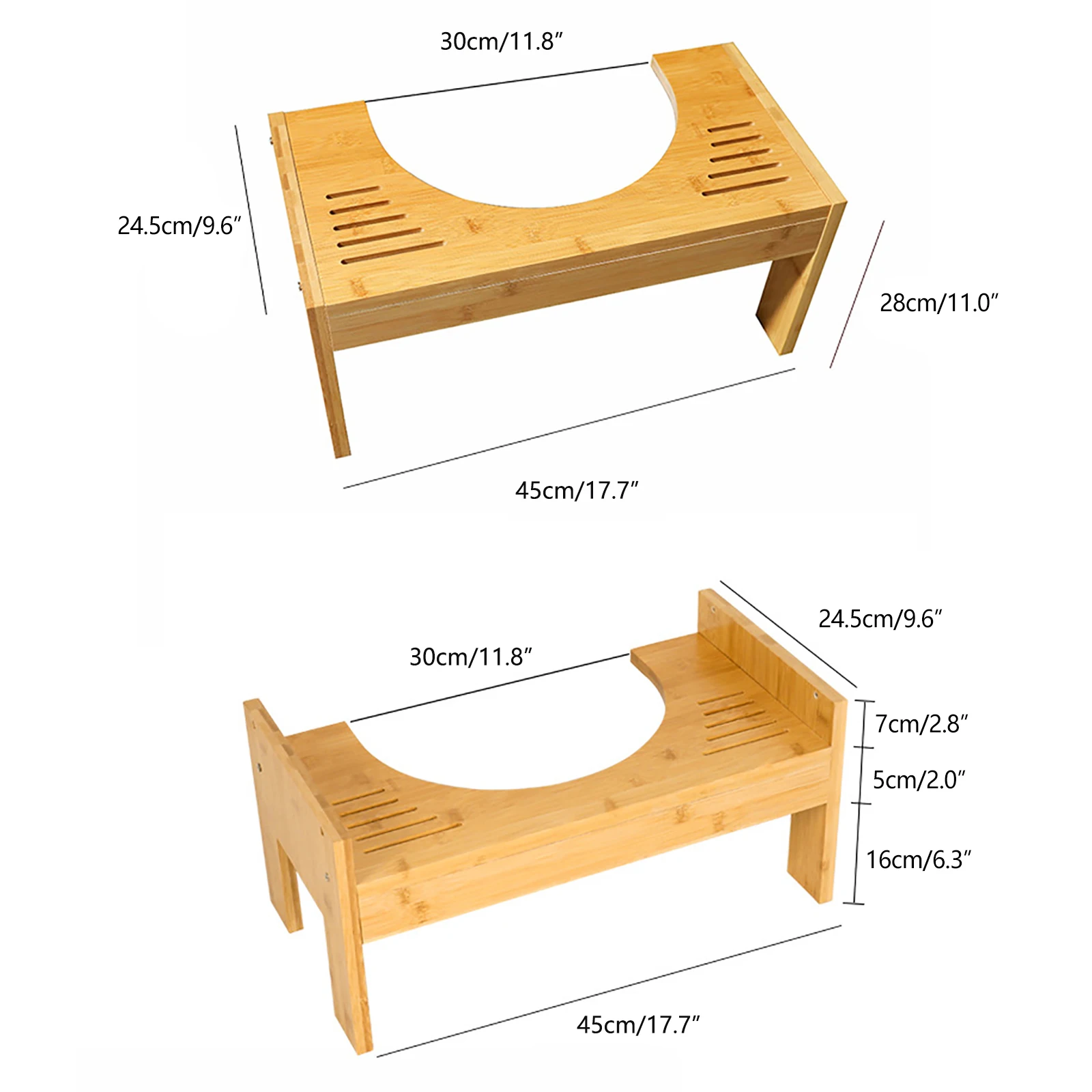 Bamboo Toilet Squatty Step Stool 7-9 Inches Adjustable Bathroom Potty Aid Piles Relief Constipation Toilet Footstool