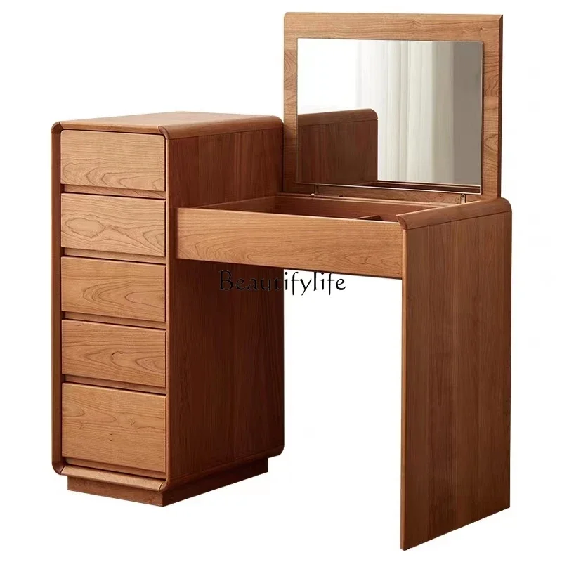 

FG10Black Walnut Dresser Cherrywood Modern Flip Makeup Table Dresser Integrated