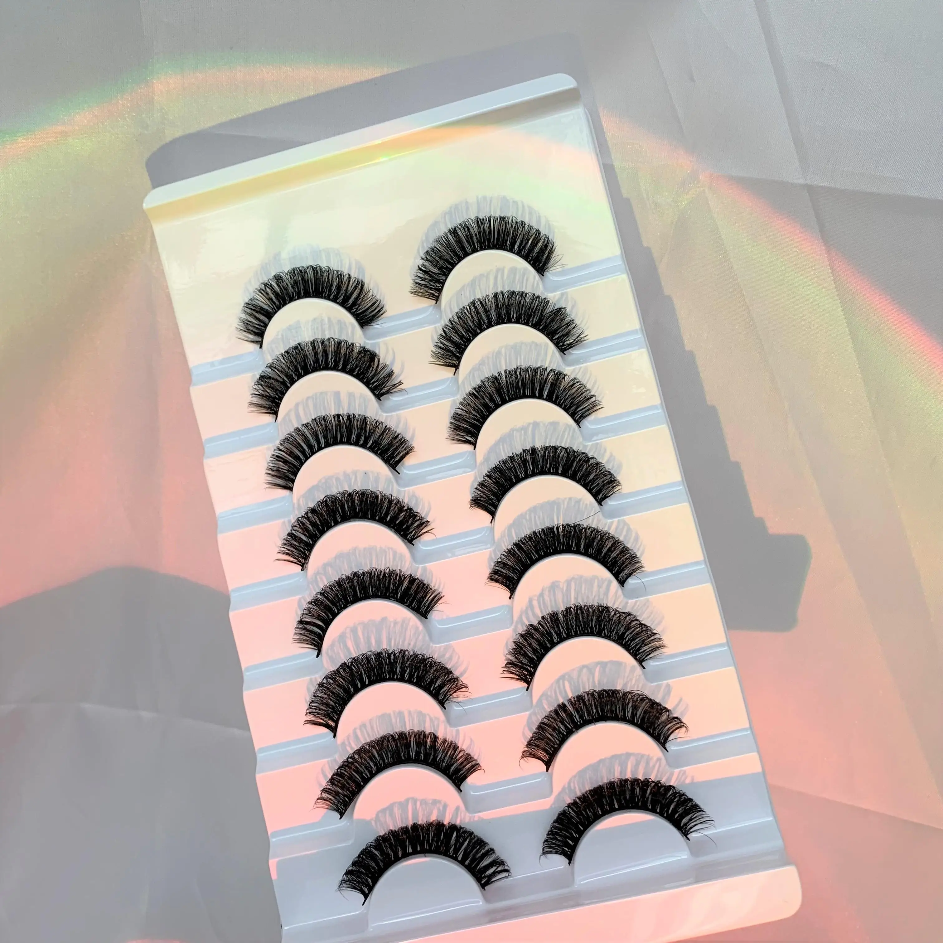 New 8 Pairs Lashes D Curl 10-16mm Russian Lashes 3D Mink Eyelashes Reusable Fluffy Russian Strip Lashes eyelashes extensions