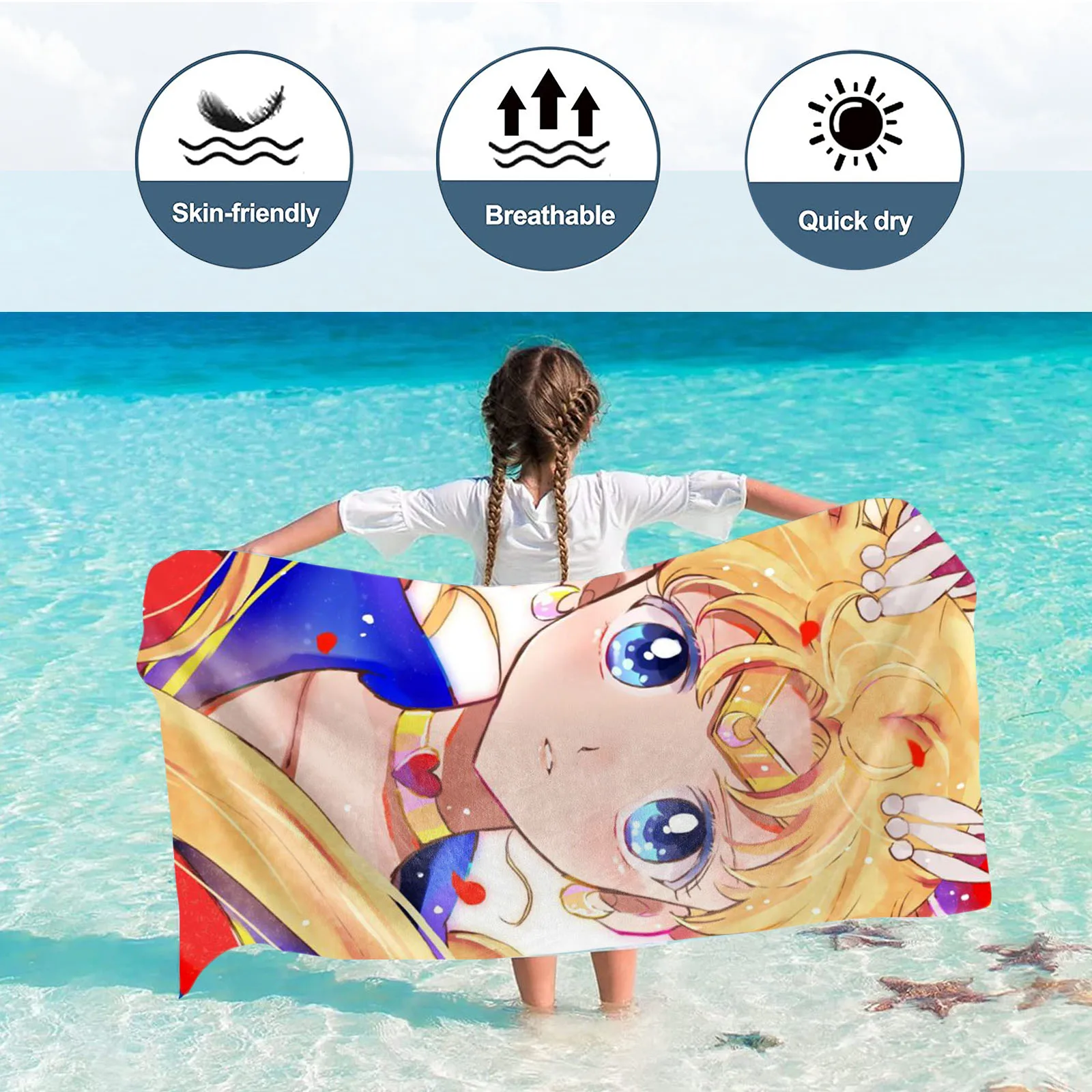 Sailor Moon For Home Shower Towel Towels Bathroom Cotton 100% Bath & Items Microfiber Suitable Beach Travel