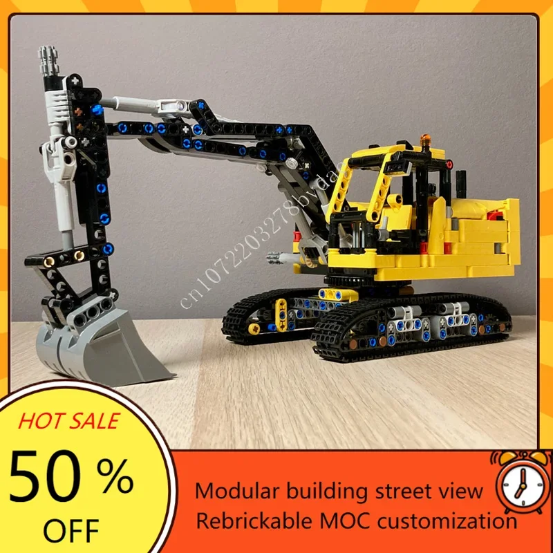 

914PCS MOC City Transportation Midsize Excavator Model Custom Puzzles DIY Creative Education Technology Assembly Puzzle Toy Gift