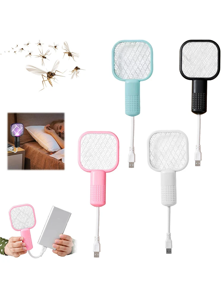 Electric Mosquito Swatter UV Light Bug Zapper Rechargeable Fly Killer Insect Racket Portable Outdoor Pest Control for Camping