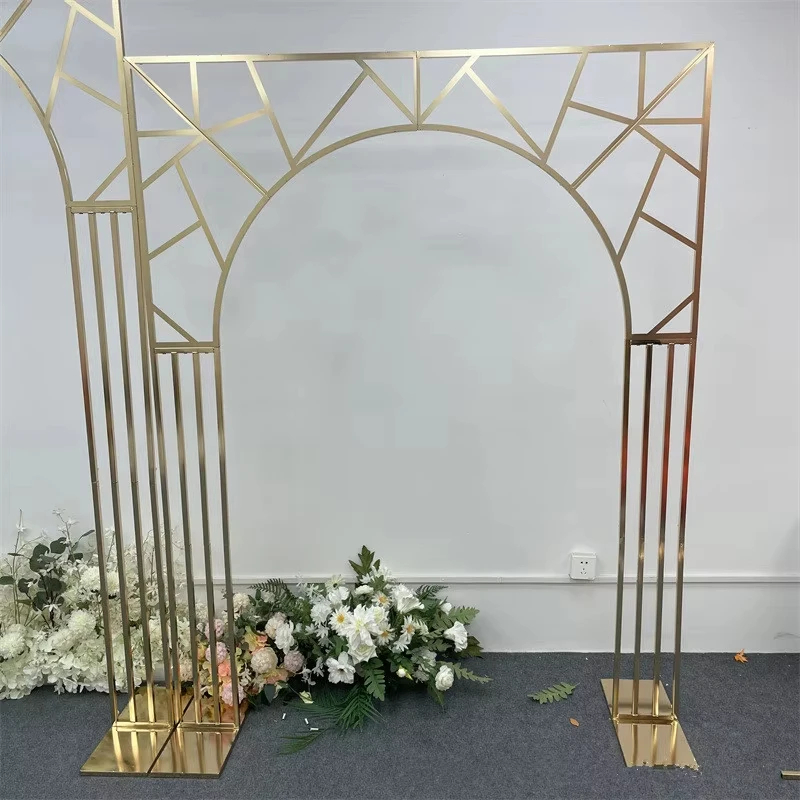 1/3 pcs New Wedding Arch with Irregular Multi Bar Screen Background Frame Party Stage Props Decoration Gold Plated Flower Racks