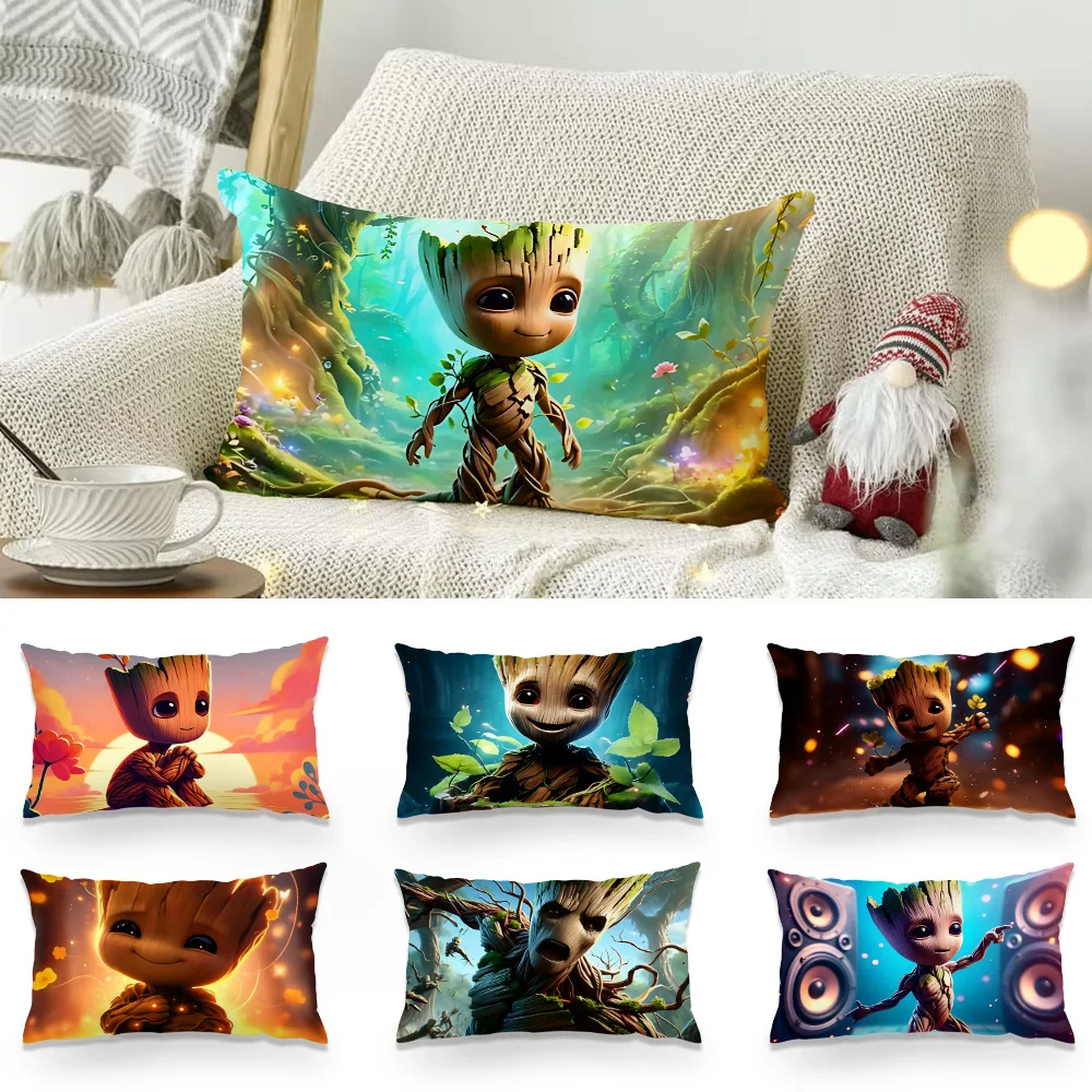 Cute Groots Pillow Covers Cartoon Sofa Decorative Home Double-sided Printing Short Plush Cute Cushion Cover