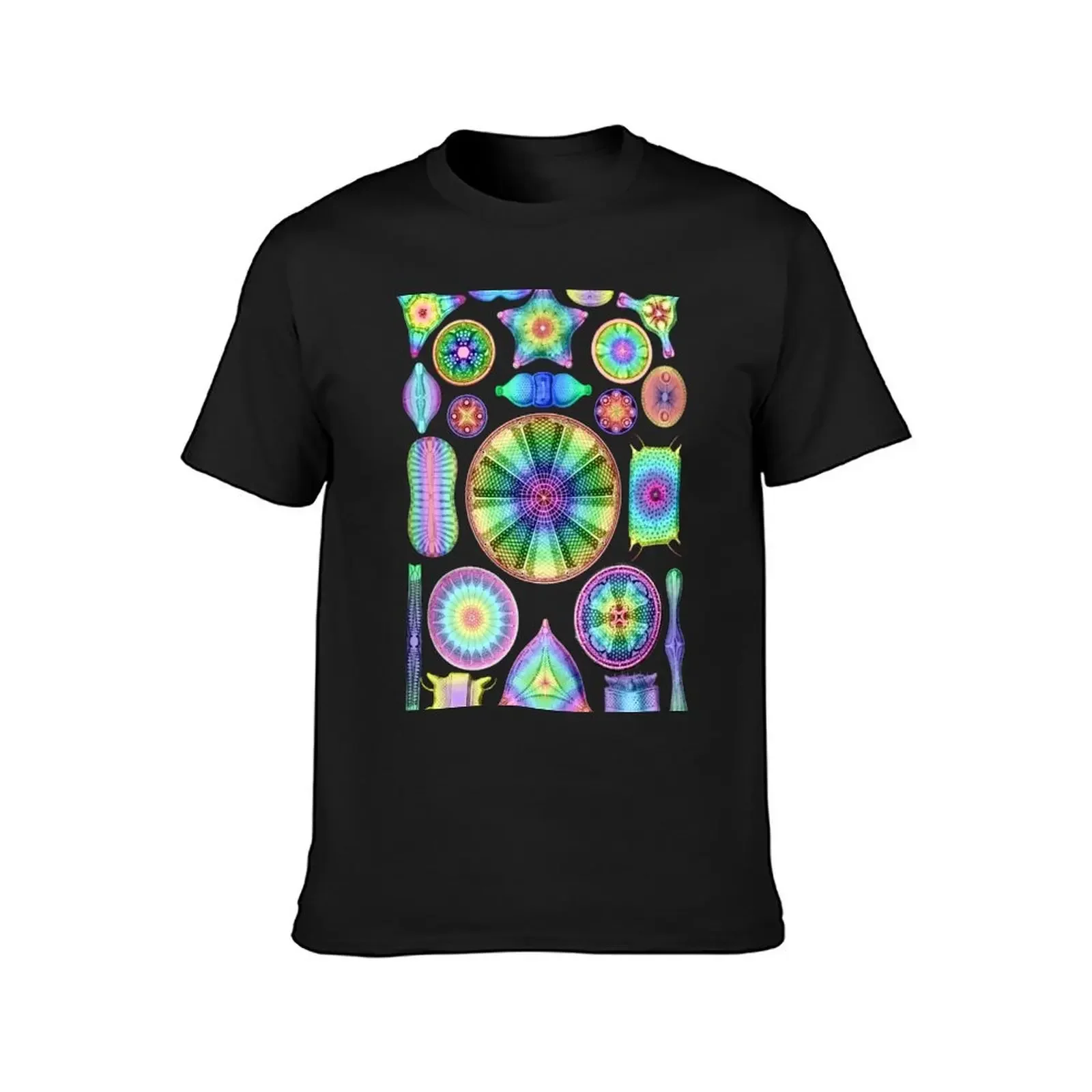 Ernst Haeckel Rainbow Diatoms on Black T-Shirt fashion shirts custom shirt blue archive valentines clothes mens clothes