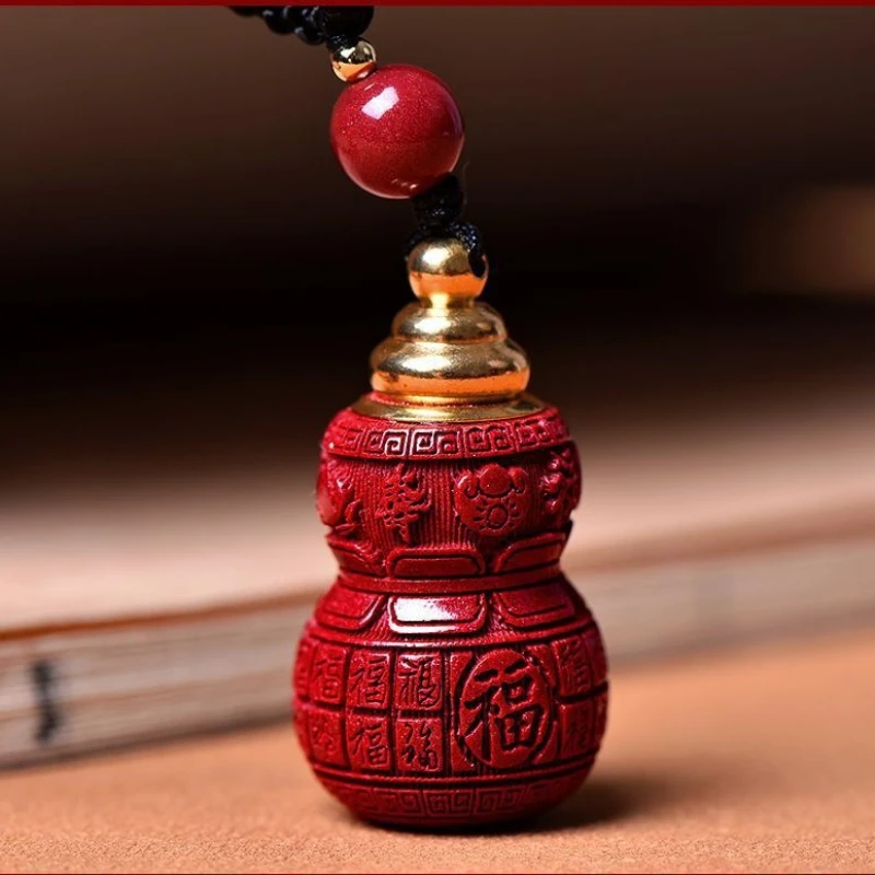 Cinnabar Necklace Gawu Box Openable Keychain Pendant Cinnabar Fulushou Gourd Pendant