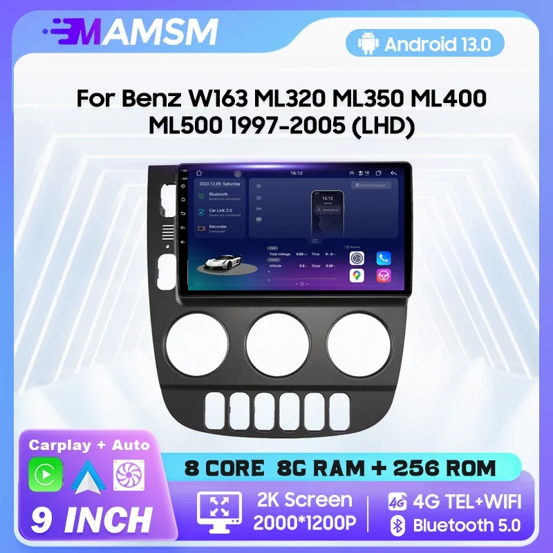 MAMSM Android 13 Car Radio For Mercedes Benz M-Class W163 ML320 2003-2005 Multimedia Video Player GPS Carplay Autoradio DSP IPS