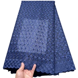 2023 Latest High Quality African Nigerian Pure Tulle Damask Lace Fabric Embroidery Party Dress Sequins  Cotton Cloth 5yards