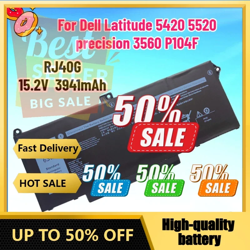 

【Fast Delivery 】New RJ40G 15.2V 3941mah Laptop Battery For Dell Latitude 15 5520 Latitude 14 5420 Precision 15 3560 M033W 01K2CF