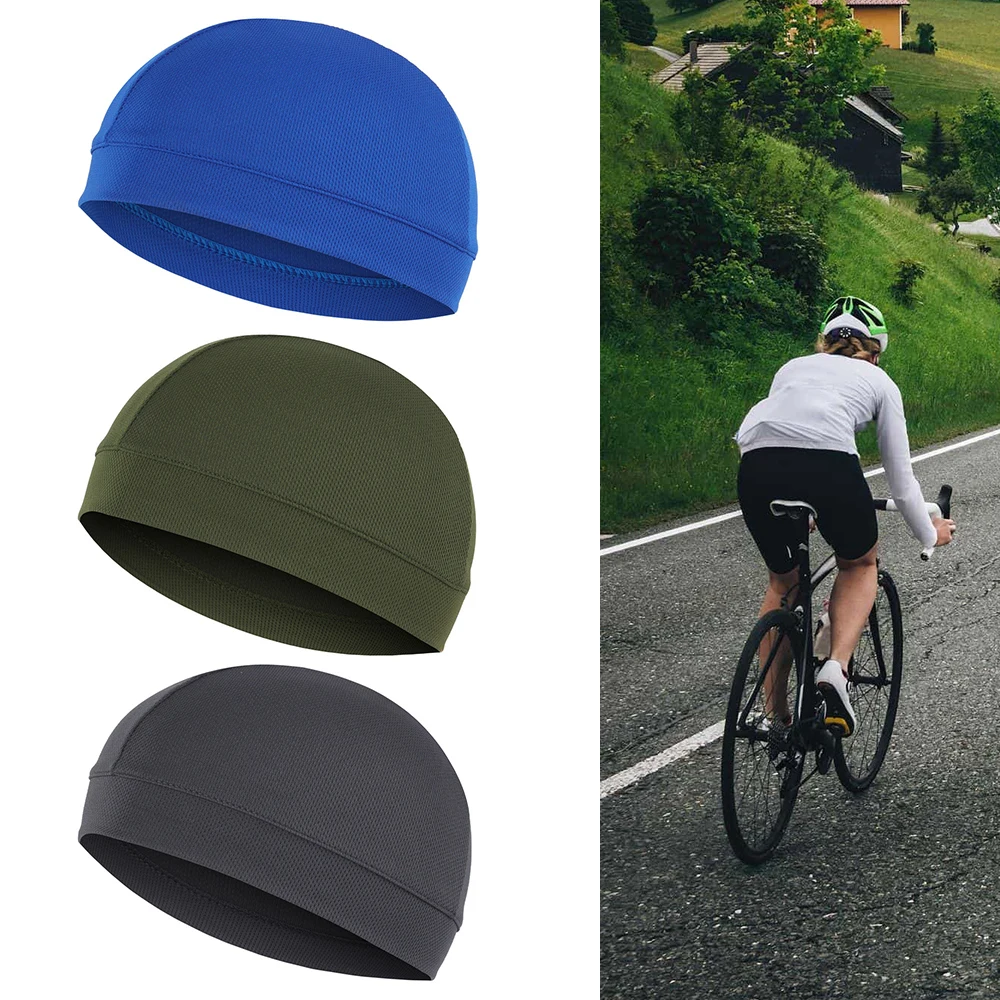 Unisex Cycling Cap Motorcycle Bike Hat Outdoor Mesh Breathable Quick Dry Cap Summer Anti-UV Windproof Liner Sports Inner Caps