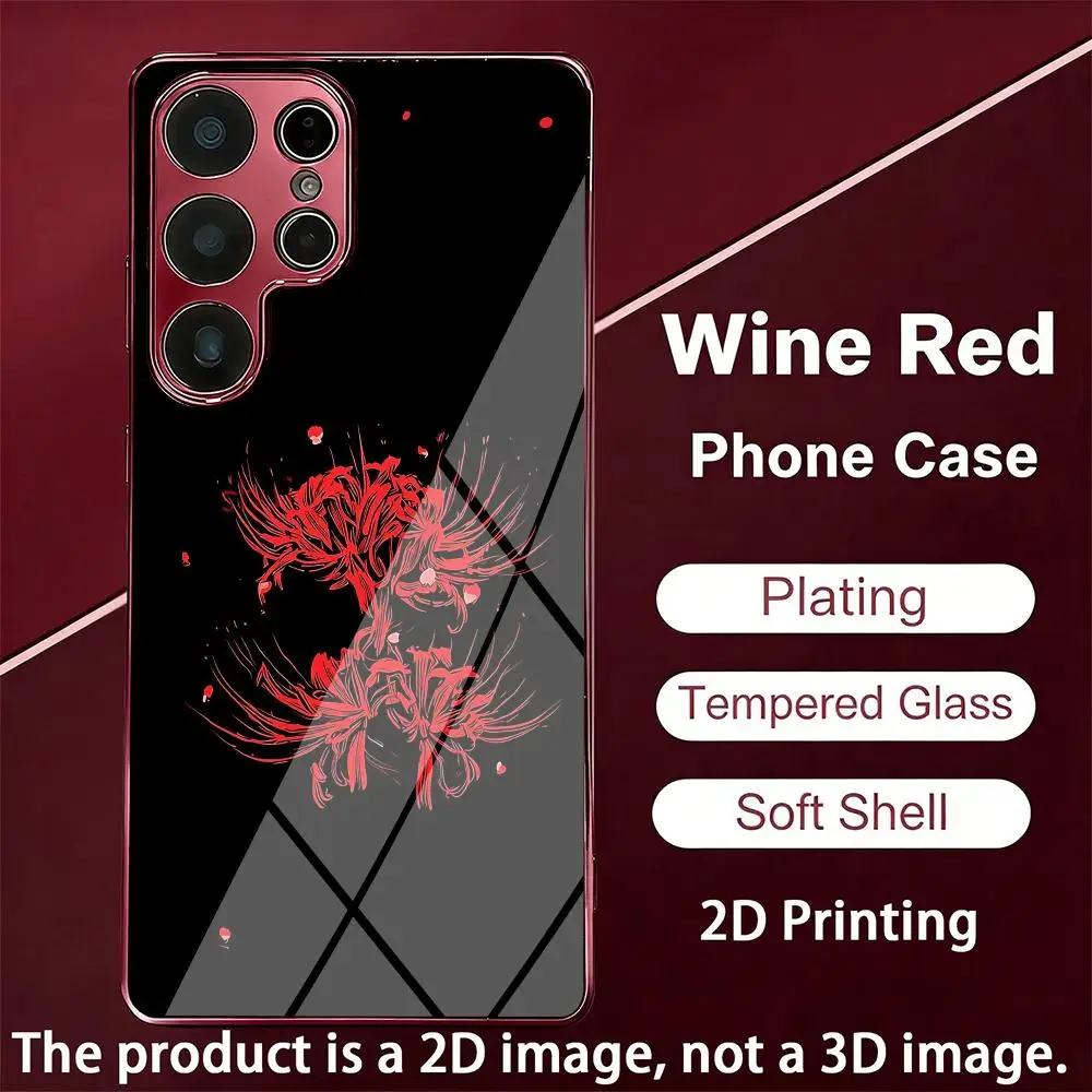 Wish red spider lily Phone case Tempered Glass phone case for Samsung Galaxy S26/S25/S24/S23/S22/S21 Ultra FE Plus Shockproof