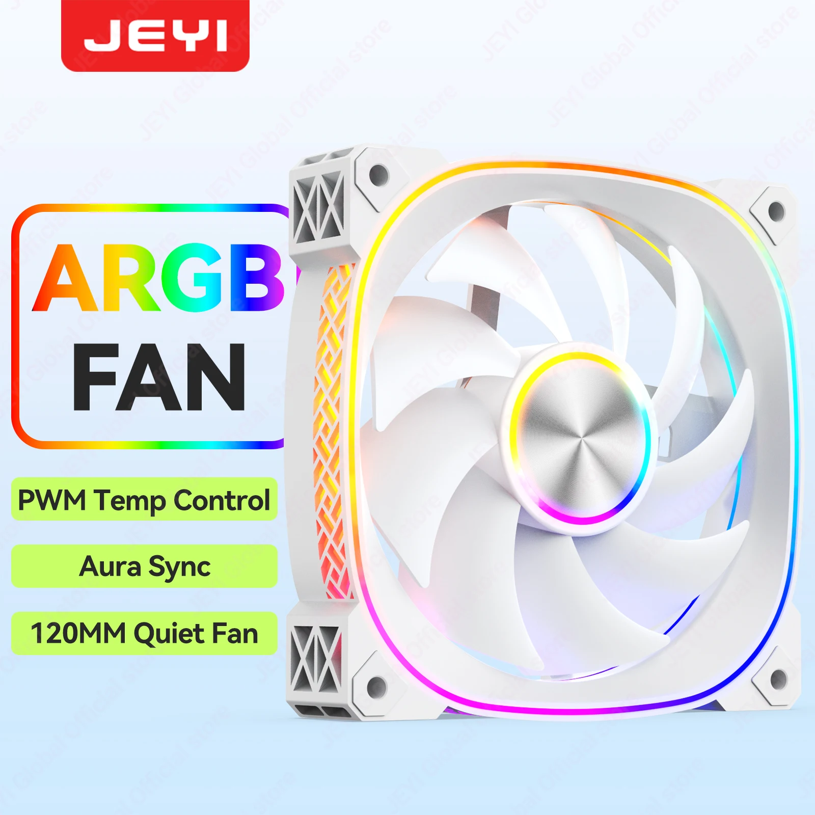 JEYI 120MM PC Fan ARGB Cooling Fan PWM Fans 30dB(A) Noise Divine Light Synchronous 5V3Pin Bar Case Cooler Fan For Gaming PC Case