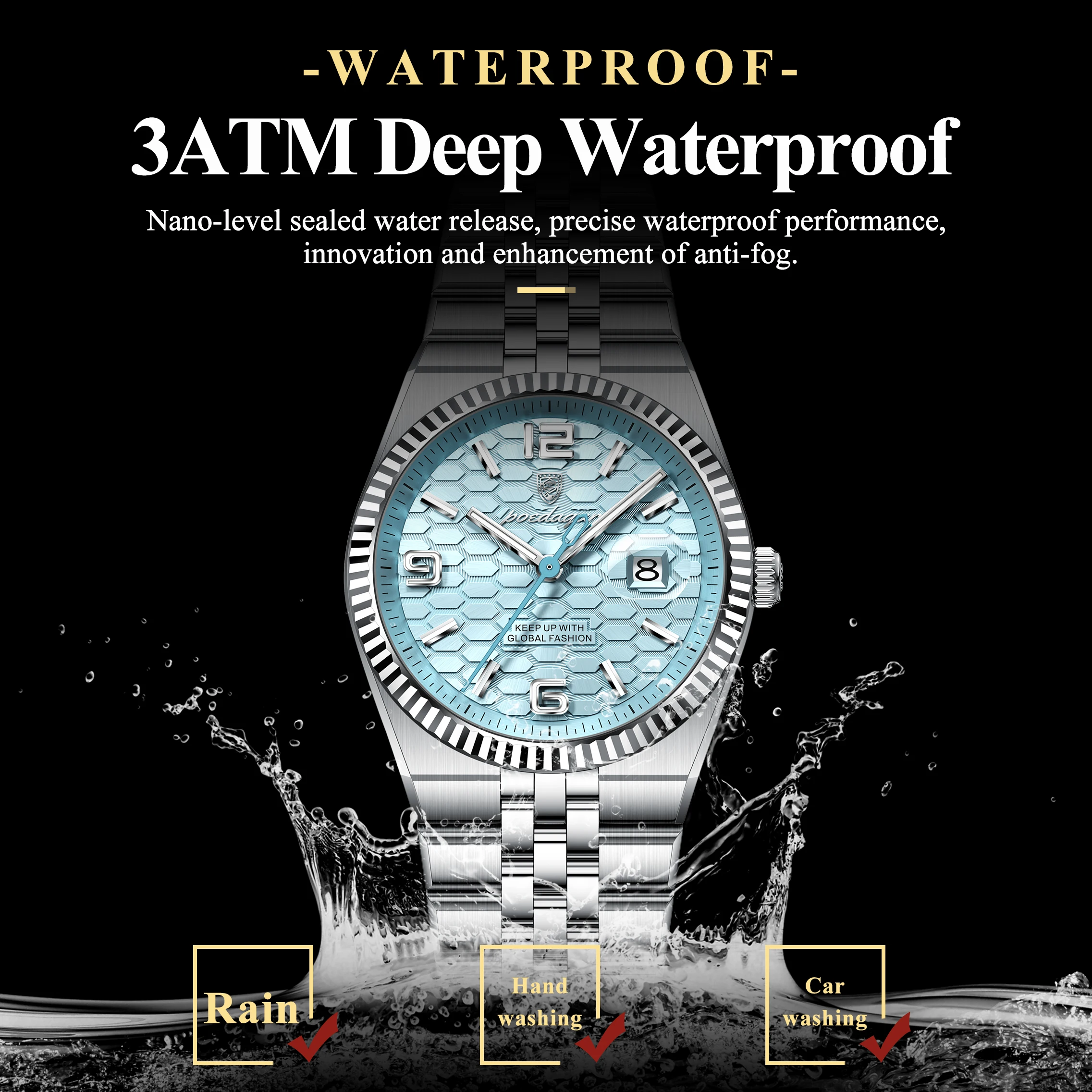 POEDAGAR Top Quartz Women's Watches Luxury Stainless Steel Date Woman Clock Luminous Waterproof Fashion Ladies Wristwatch Reloj view 3