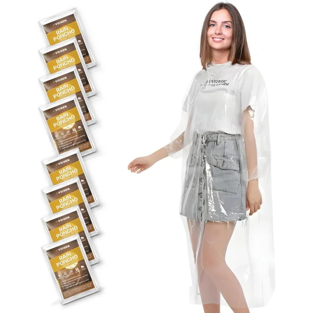 

Дождевые пончо VOISEN для взрослых, семейный пакет пончо, 16 упаковок пончо для взрослых, аварийные одноразовые пончо от дождя, прозрачные