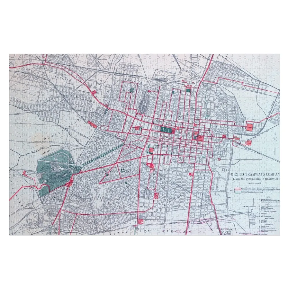

Vintage Mexico City Tramway Map (1910) Jigsaw Puzzle Woods For Adults Jigsaw For Kids Customizable Child Gift Puzzle
