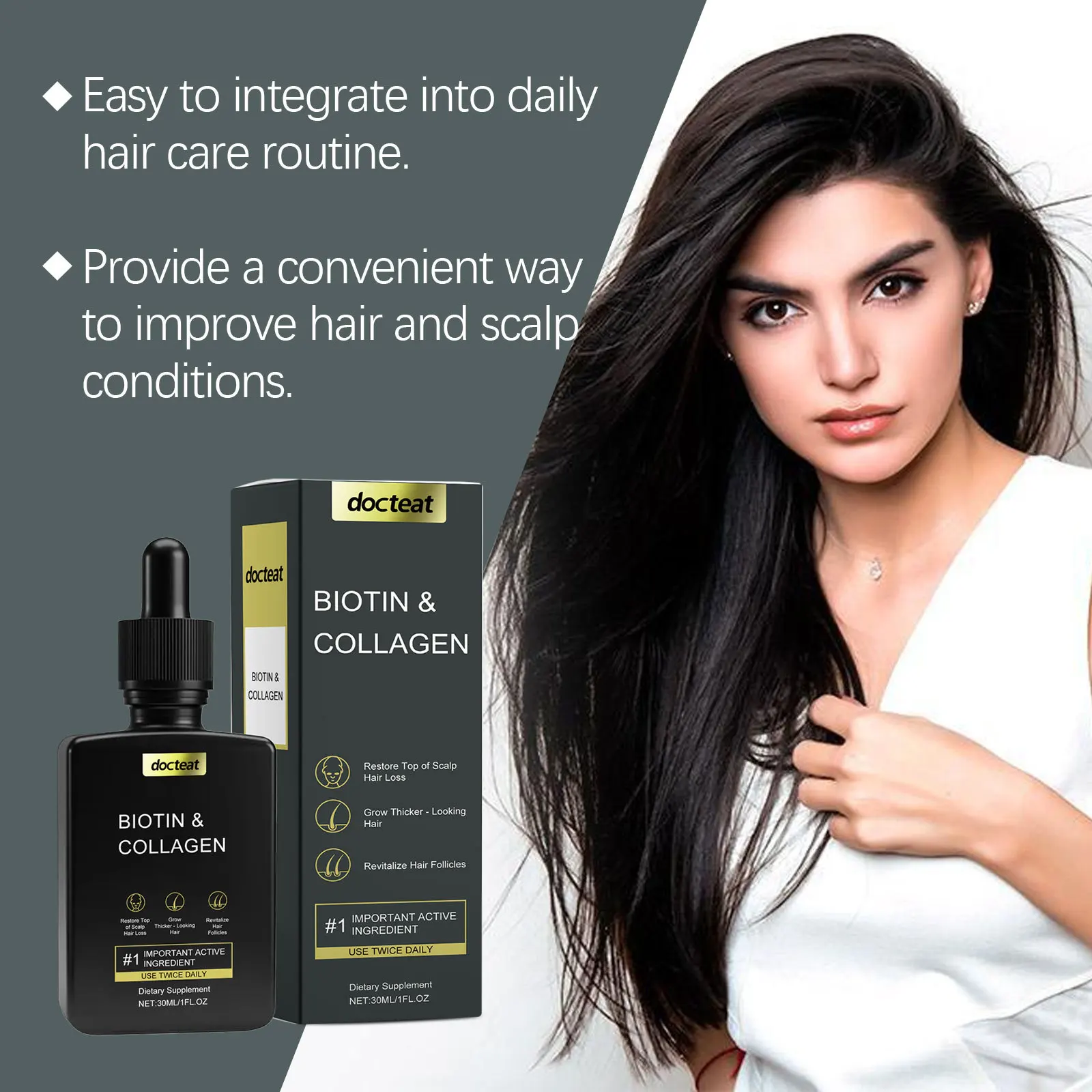 Collagen Hair Growth Drops Hydrolyzed Keratin Serum Anti Hair Loss Thinning Repair Dry Frizzy Damaged Scalp Care Liquid Essence