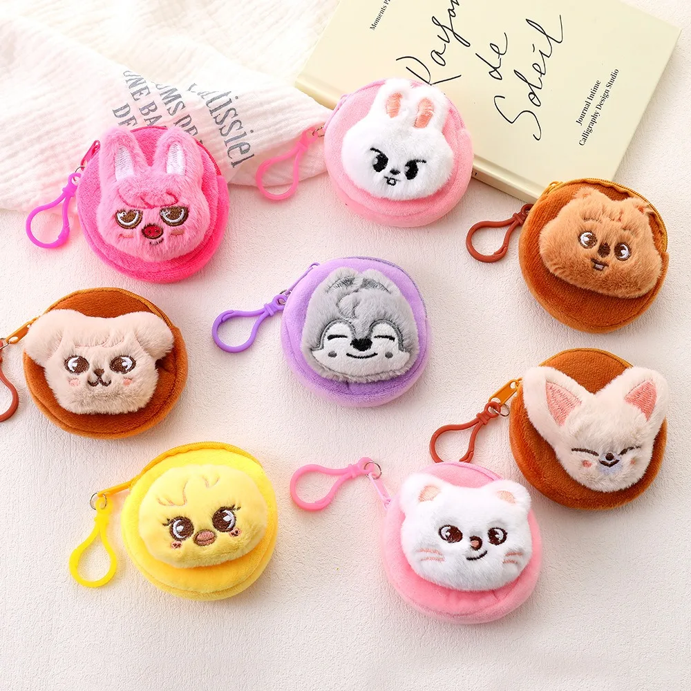 Stray kids headphone bag, SKZOO cute cartoon animal plush coin wallet, hanging accessories, key storage card bag.