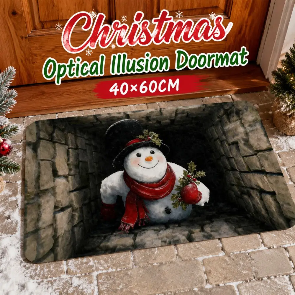 Lifelike Christmas Optical Illusion Doormat Non-slip Abrasion-resistant Bathroom Carpet Durable Diatomaceous Earth