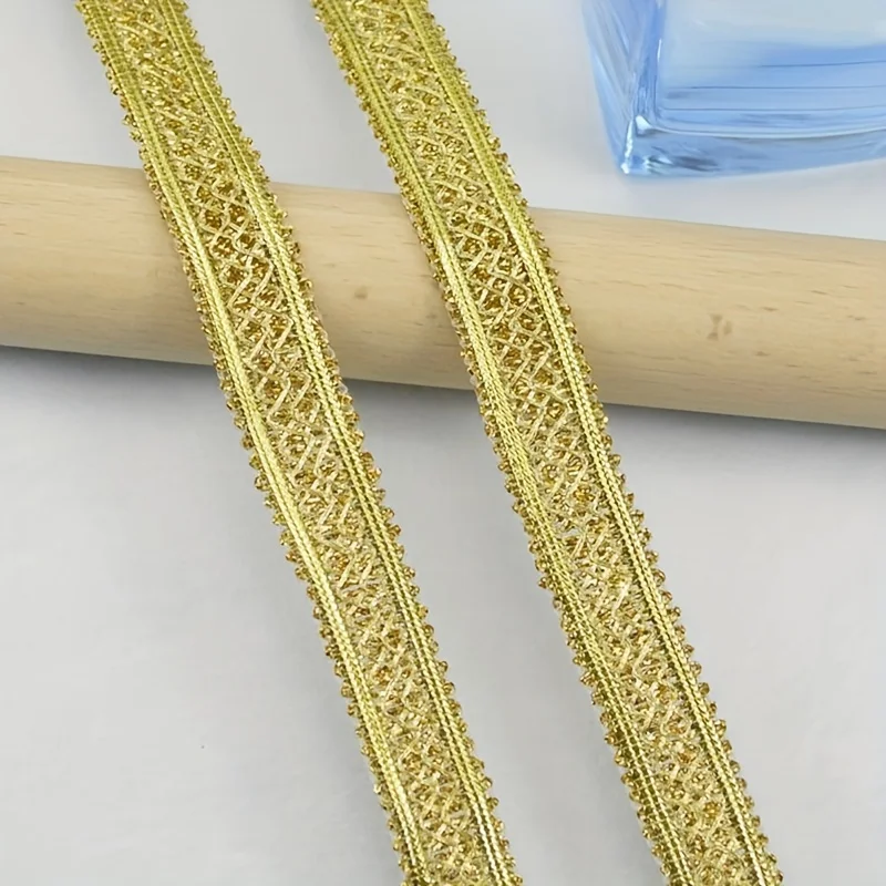 4m/13.12ft each pack Gold Silver Silk lace trims Flower Fabric Dress hat curtain curve HandMade sewing DIY crafts decoration