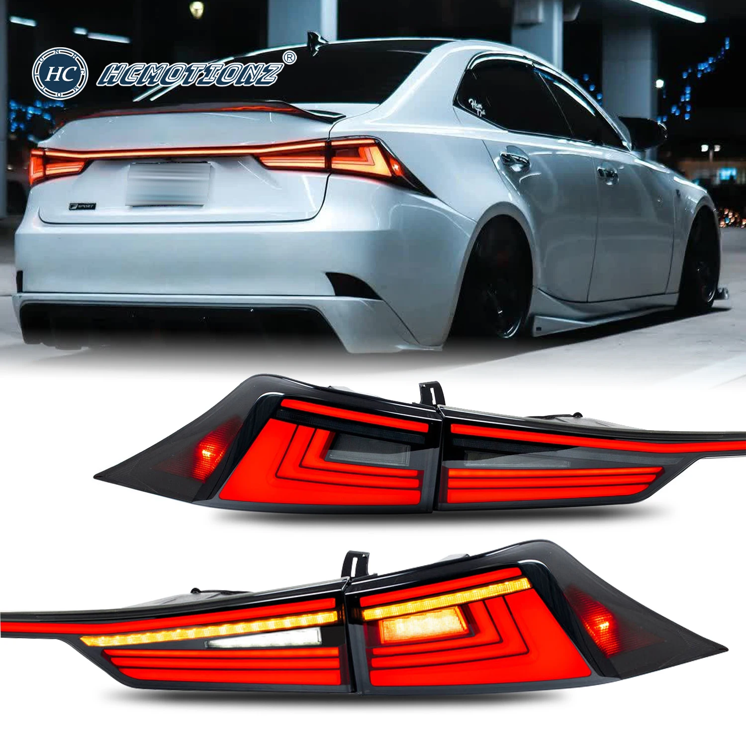 

HCMOTIONZ Start up Animation DRL Tail Lights for Lexus IS 2014-2020 300h IS250 300 350 200t F LED Back Rear Lamps Assembly
