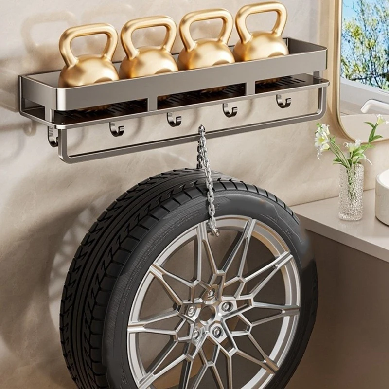 Easy to Install Rustproof Bathroom Shelves Wear- Moisture-Proof Shower Storage Rack with Hook Organizer Rack-A27R