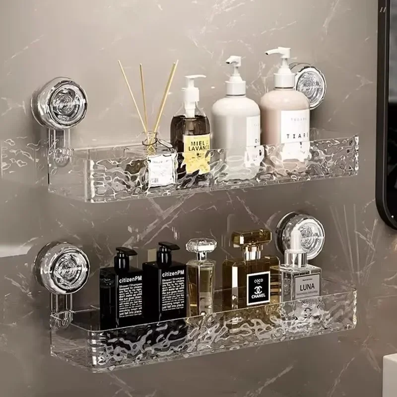 1pcs Non-punch Sink Wash Corner Daily Necessities Storage Rack Corrugated Bathroom Suction Cup Storage Shelf Wall-mounted Toilet