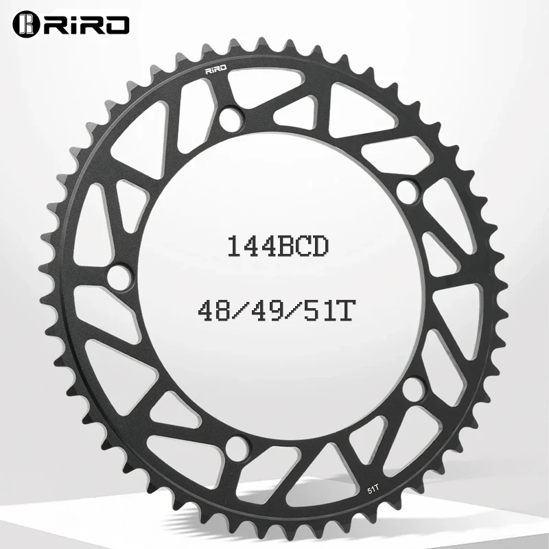 RIRO 144BCD Racing Chainring - Lightweight Cutout Design 48T 49T 51T Options 1/8 Single Speed Chain For Track/Fixed Gear Bike