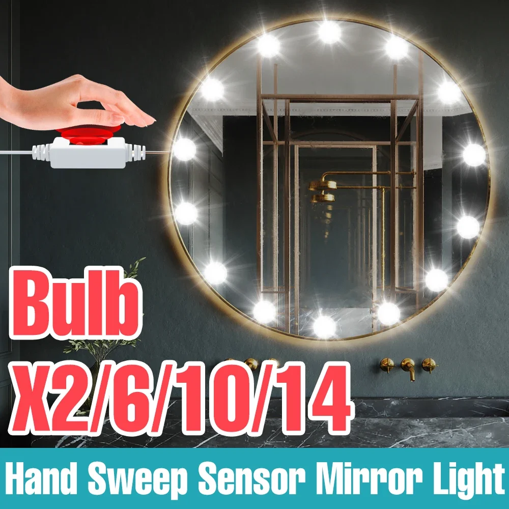 

Lady LED Beauty Makeup Light USB 5V Dimmable Woman Vanity Bulb Hollywood Mirror Cabinet Fill Lamp Bulbs Hand Sweep Sensor Switch
