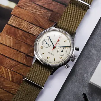 Seakoss 38毫米男士1963計時碼錶,壓克力玻璃鏡,搭載海鷗ST19手動上鍊機芯,男士機械腕錶 8 最佳銷售 38毫米手錶 - №1