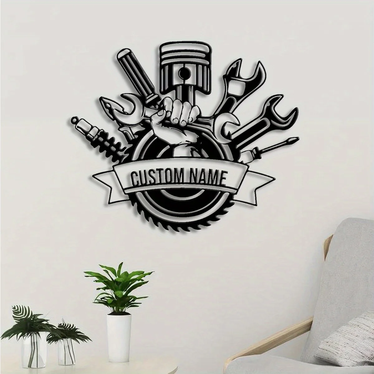 Customizable Personalized Iron Garage Sign, Scene Party Hanging Decor, Door Decoration, Iron Wall Hanging, Silhouette Wall Art