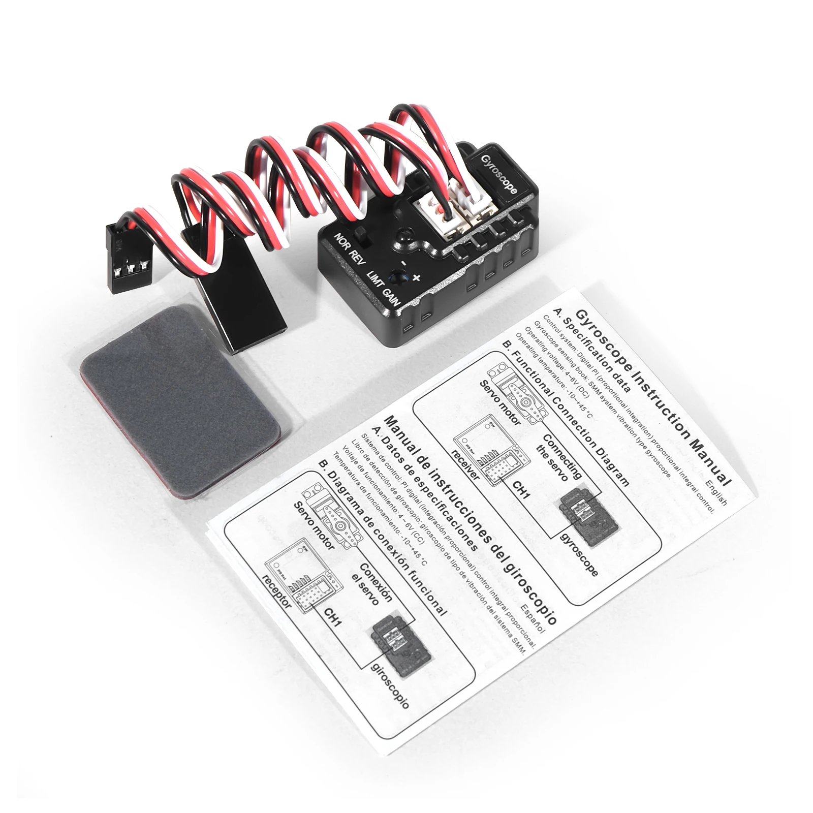Mini Giroscopio de Control de Estabilidad de 4.8-6V para Autos/Barcos/Carreras de Derrape/Camiones Monstruo/Camiones de Pista Corta a Escala 1/10 1/12