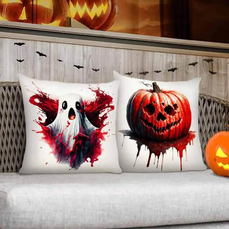 Vintage Halloween Pillow Covers Halloween Horror Pillow Cover 45 X 45 Cm Linen Throw Cushion Case Trick Or Treat Home Decoration