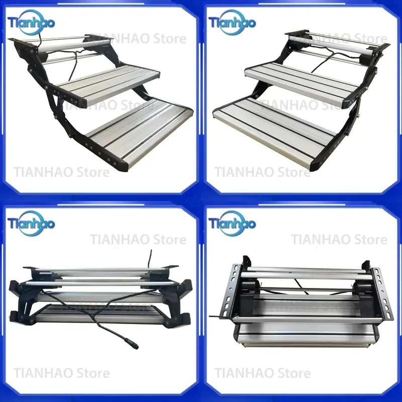 for RV Motorhomes Travel Trailer Caravan Electric Aluminum Double Layer Foldable Step Ladder Portable Entry Stairs Camper