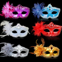 Dance Party Diamond Venetian Mask Feather Flower Wedding Carnival Performance Costume Sexy Lady Mask Masquerade Christmas