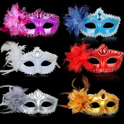 Dance Party Diamond Venetian Mask Venice Feather Flower Wedding Carnival Performance Costume Sex Lady Mask Masquerade