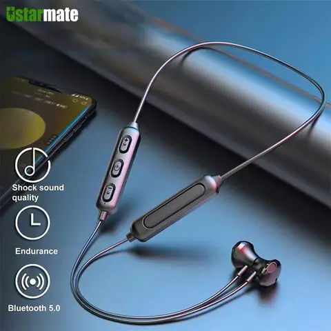 For iphone Hanging Neck Bluetooth 5.0 Wireless Sports Headset Ear Headset Bluetooth Headphones Earbuds Earphone With Mic