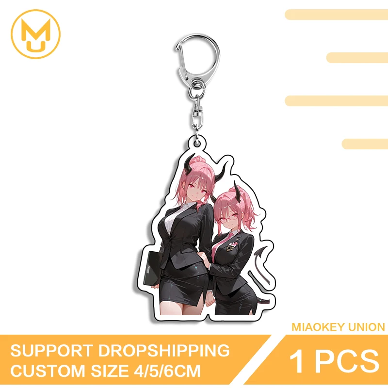 Demon Waifu Standing Posture Fashion Advance Guard Versatile Double Sided Keyring Fancy HD Pattern Backpack Decor Collection