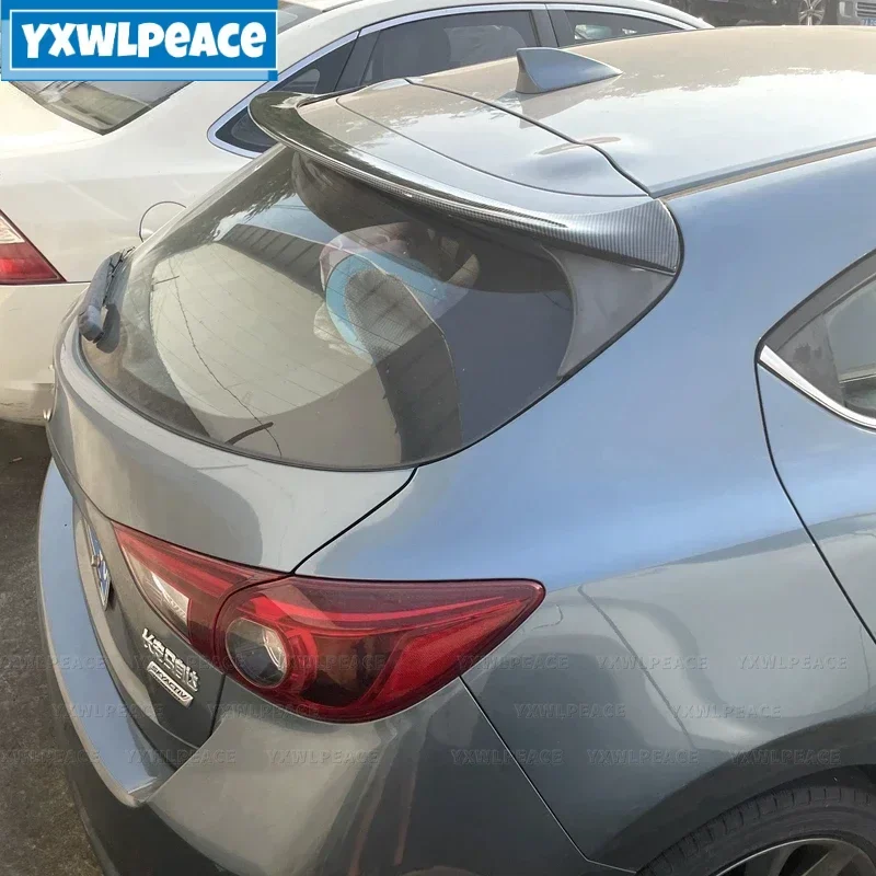 

For Mazda 3 Axela Hatchback 2014 2015 2016 2017 ABS Plastic Unpainted Rear Roof Spoiler Trunk Lip Wing Body Kit Accessories