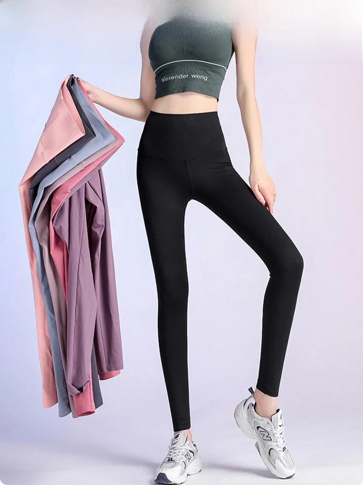 سراويل يوجا عالية الخصر للسيدات صيفية للتخسيس ورفع المؤخرة بنمط جلد arkskin يمكن ارتداؤها في الهواء الطلق سراويل بطبقة أساسية