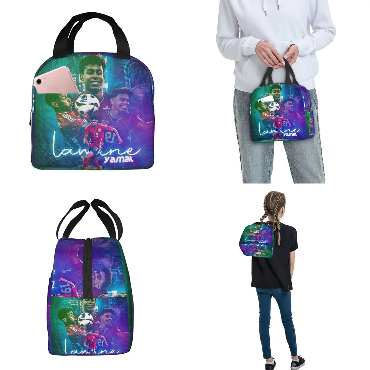 Insulated Lunch Bag Lamine Y-Yamal Accessories Football Star Lunch Food Box Ins Style Cooler Thermal Bento Box For School