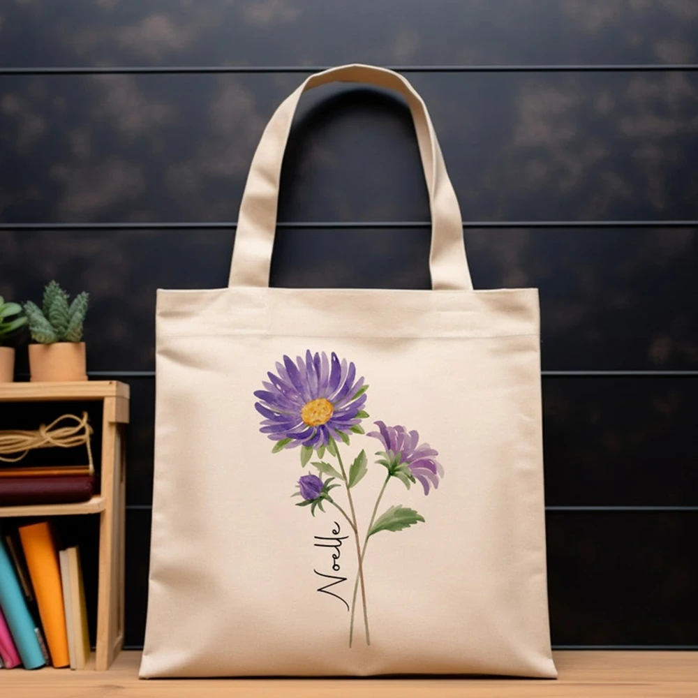 

Pastel Floral Canvas Tote Bag Custom Tulip Flower Motif Sturdy Open Top For Ladies Errands Travel Coffee Run Everyday Gift
