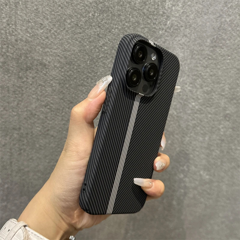 Ultra Thin Armor Carbon Fiber PC Bumper Case For iPhone 17 Air 16 15 14 13 12 11 Pro Max Plus Shockproof Protective Hard Cover - náhled 4