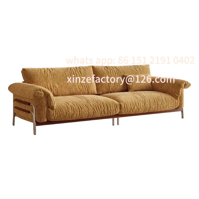 Customizable Foshan retro style sofa Chenier velvet sofa living room 2025 new medium and ancient style small apartment straight