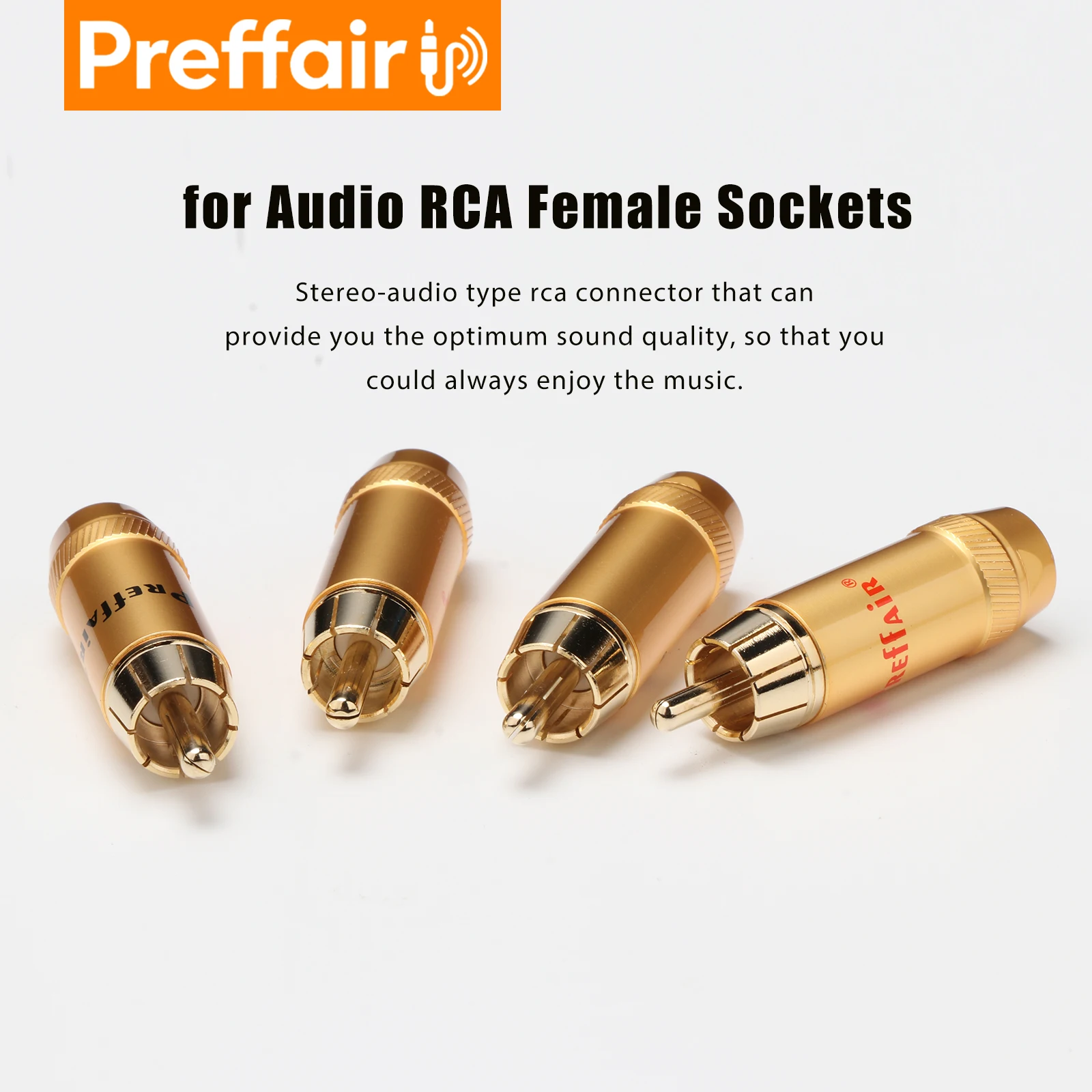 4pcs Preffair High fidelity Copper 24K Gold Plated RCA Plug Rust Proof Audio Cable Connector Terminal RCA Head