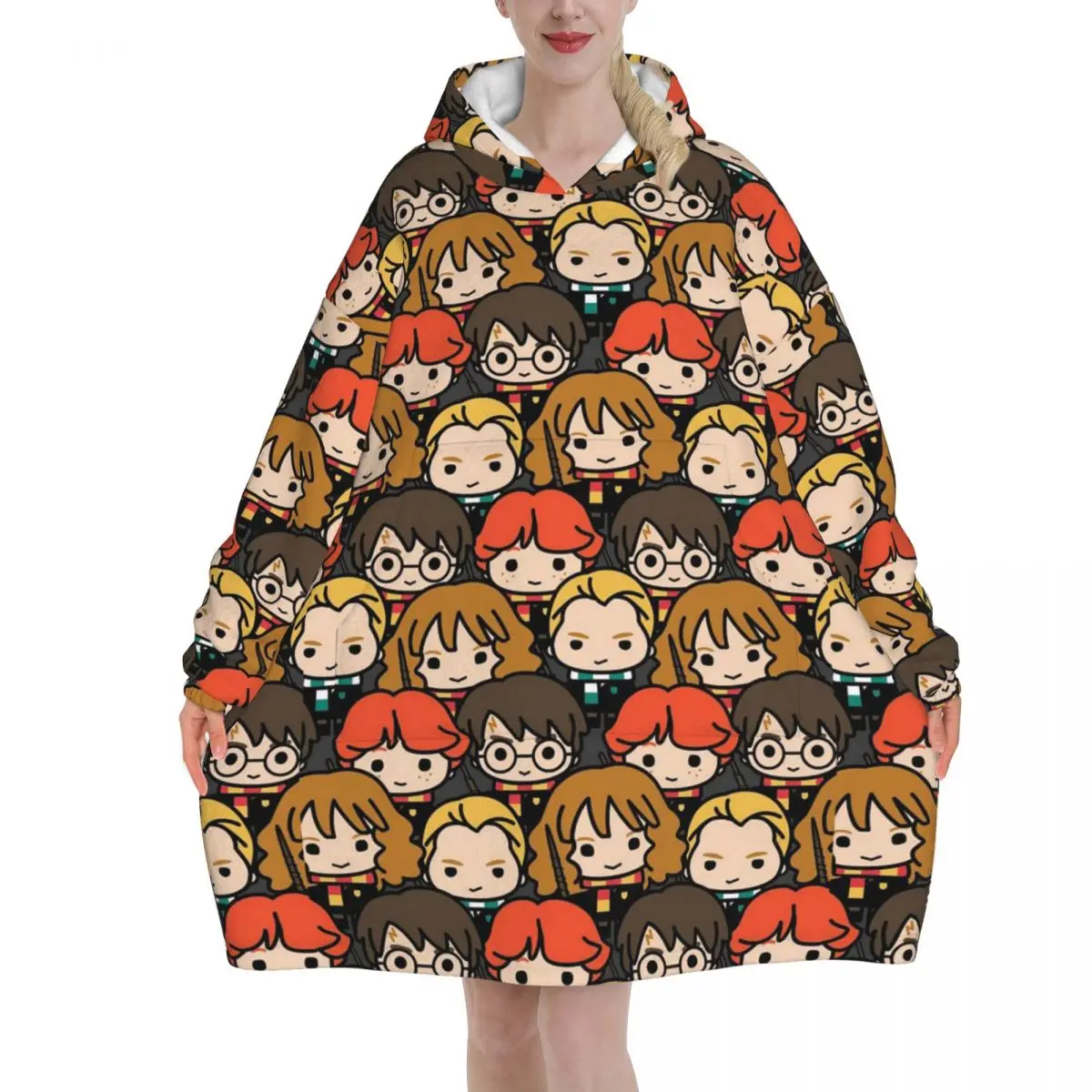 Sudadera con Capucha de Felpa Larga de Harry Potter, Manta Extra Grande con Bolsillo Grande