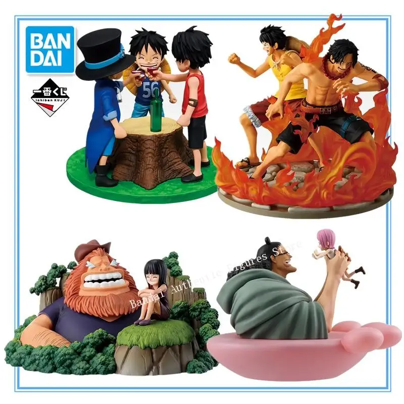 In Stock Original BANDAI Ichiban One Piece Drama Memories Portgas D Ace Sabo Monkey D. Luffy Anime Character Model Toys Gifts